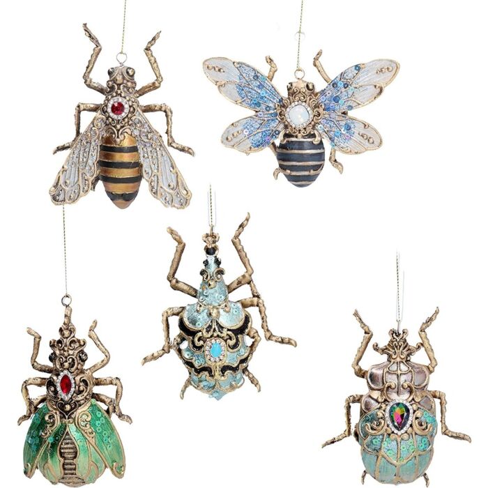 Gisela Graham Bugs & Insects Resin Jewelled Decoration x5